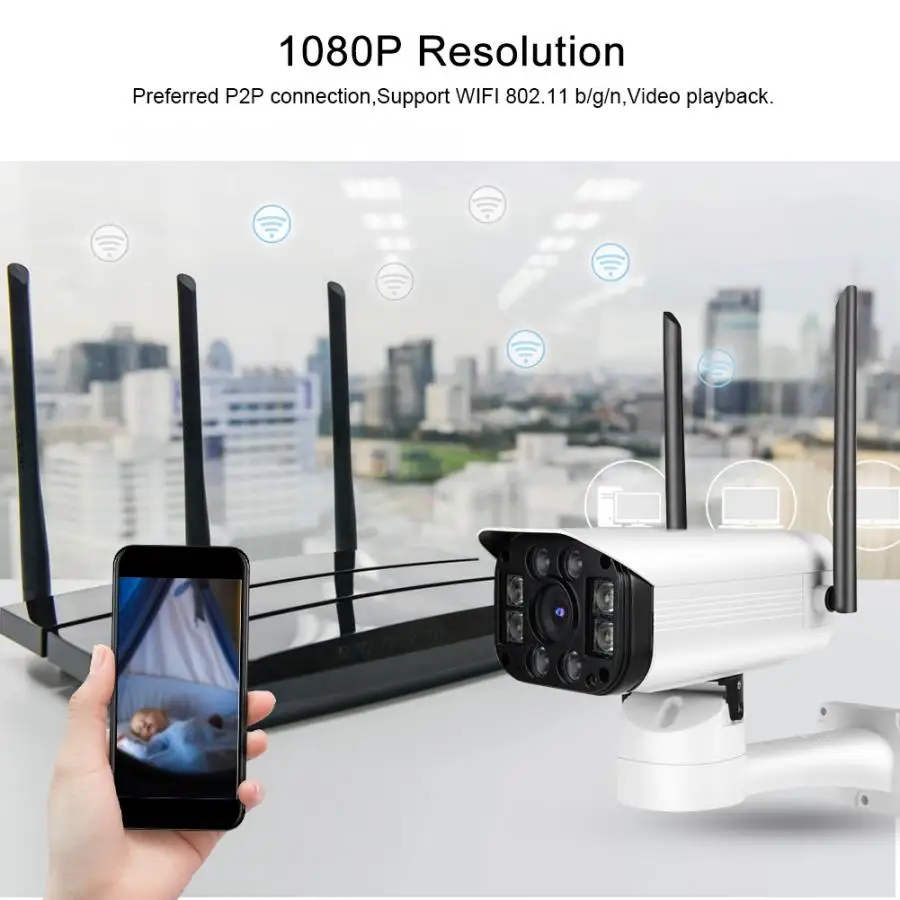 Wifi IP camaras de seguridad 110-240V WiFi 1080P водонепроницаемый PTZ IR двойной светильник наружная
