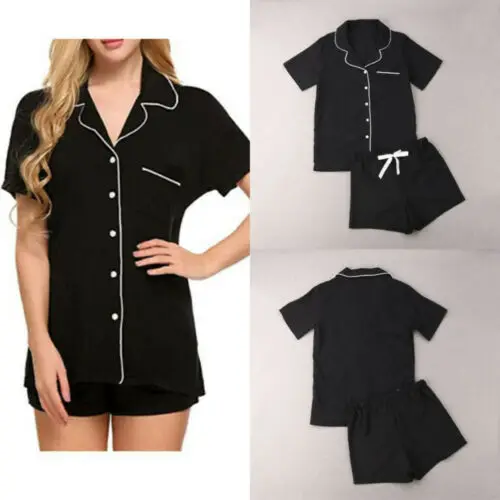 

Sexy Woman Summer Short Sleeve Pajamas Sets Leisure Motion Pajama Solid Dot Striped T-Shirt Set