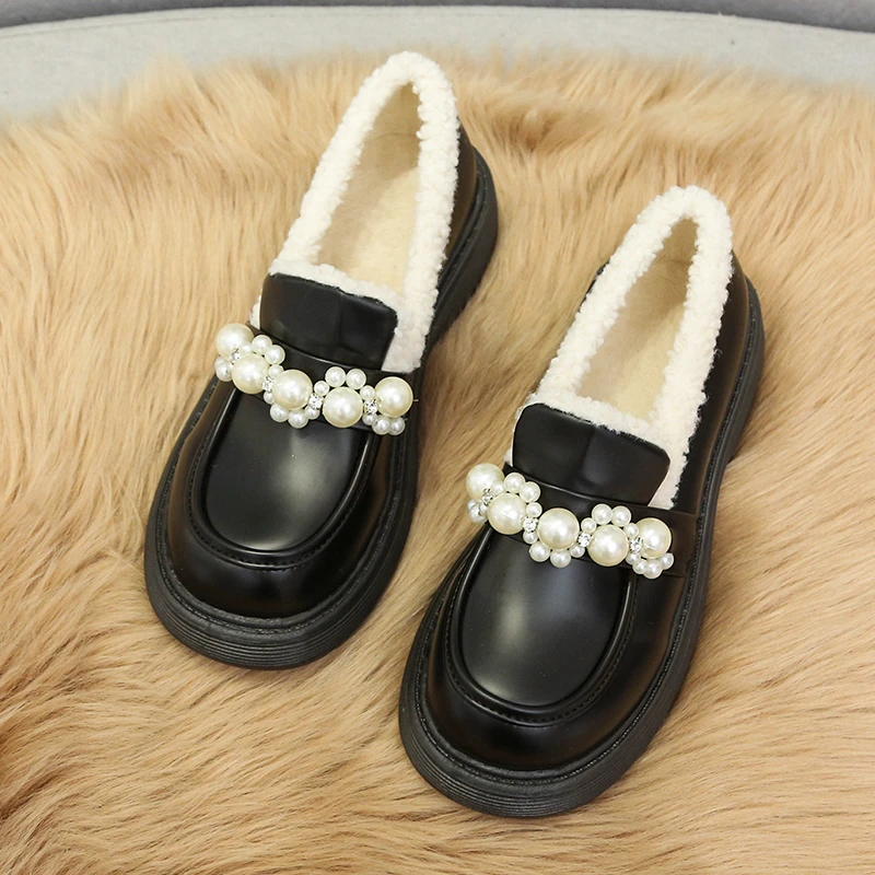 2022 Autumn New Fashion Platfrom Round Head Women's Casual Shoes Metal Decoration Soft Comfortable Square Heel Women's Shoes