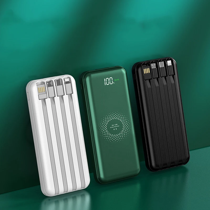 

Power Bank 20000mAh 10000mAh Qi Wireless Charger with Cable Powerbank External Battery For iPhone 12 Samsung S9 Xiaomi Poverbank