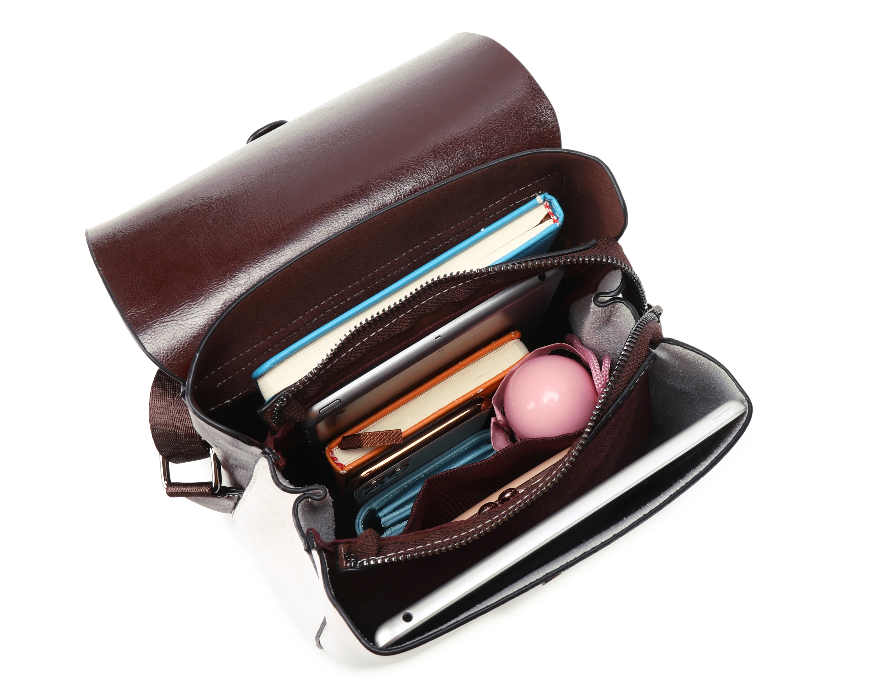 

Women's Backpack 2021 Black /White Preppy Style Elegant Leather Oil Wax Cowhide Fashionable Casual Women's Bag Handbags Backpack