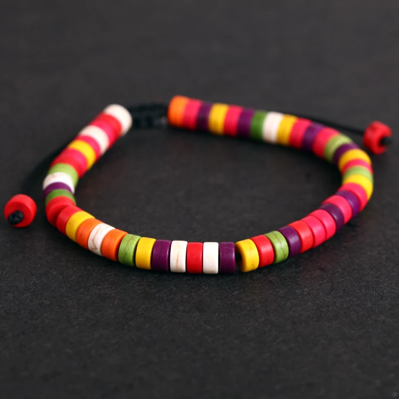 Мужские и женские браслеты в богемном стиле разноцветные радужные с шармами бохо