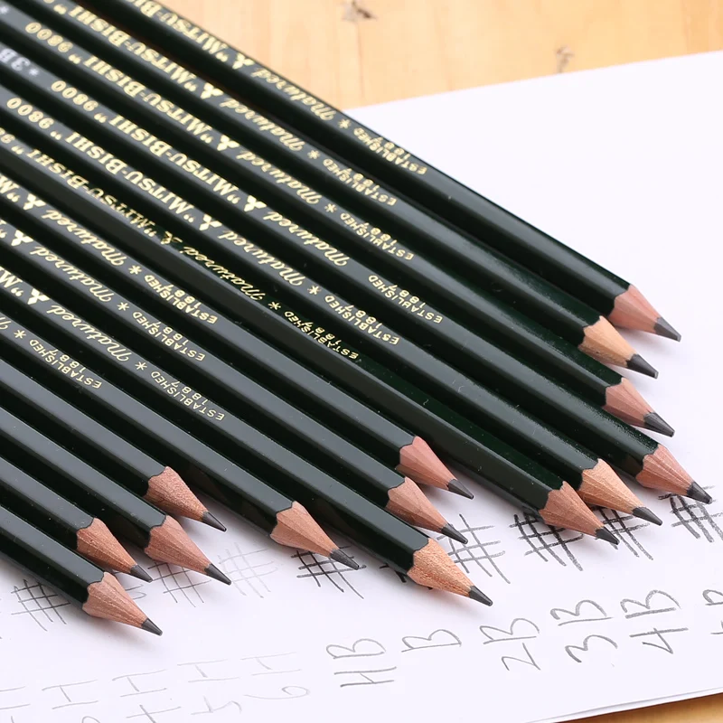 12Pcs Uni Mitsubishi 9800 Pencilfor for Writing Drawing and Sketching H 2H 3H 4H 5H 6H 7H 8H HB F B 2B 3B 4B 5B 6B 7B 8B 9B 10B |