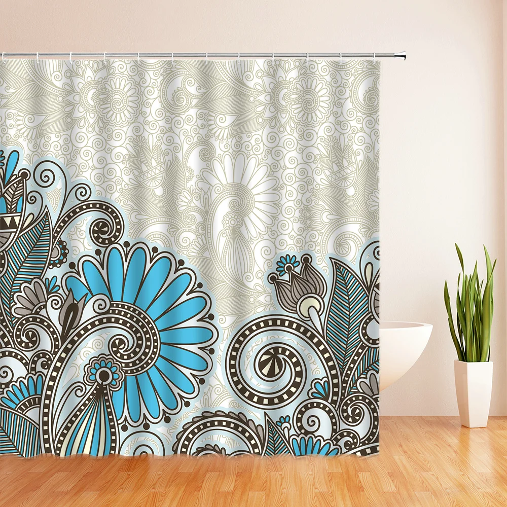 

3d Print Flower leaves Plant Bath Curtains Waterproof Bathroom Shower Curtain With Hooks Polyester Cloth 180*180cm Bath Screen