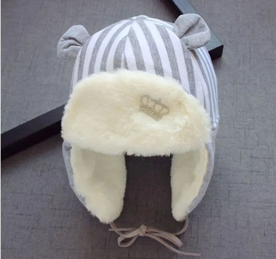 Серый Детский зимний комплект из 3 предметов: шапка и шарф и перчатки, теплая плюшевая шапка для малышей Новинка года, милая Кепка и шарфы с рисунком для мальчиков и девочек - Цвет: Серый