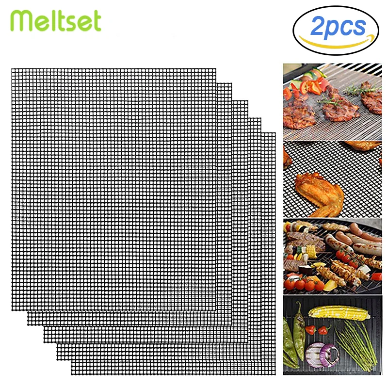 

Reusable BBQ Grill Mesh Heat Resistance Barbecue Grill Mat Oven Smoker Baking Grilling Mat Oil Brush BBQ Accessories