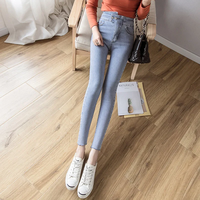 

Large Size Stretch Jeans Women High Waist Slim Fit Feet Are Thin Spring And Autumn Pencil Pants Fat
