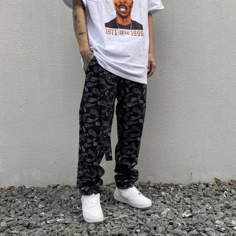 Флисовые мужские брюки с цветочным принтом свободные для бега на шнурках