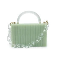 new luxury women wallet clear handle handbag designer brand green striped acrylic clutch purse party chain messenger evening bag