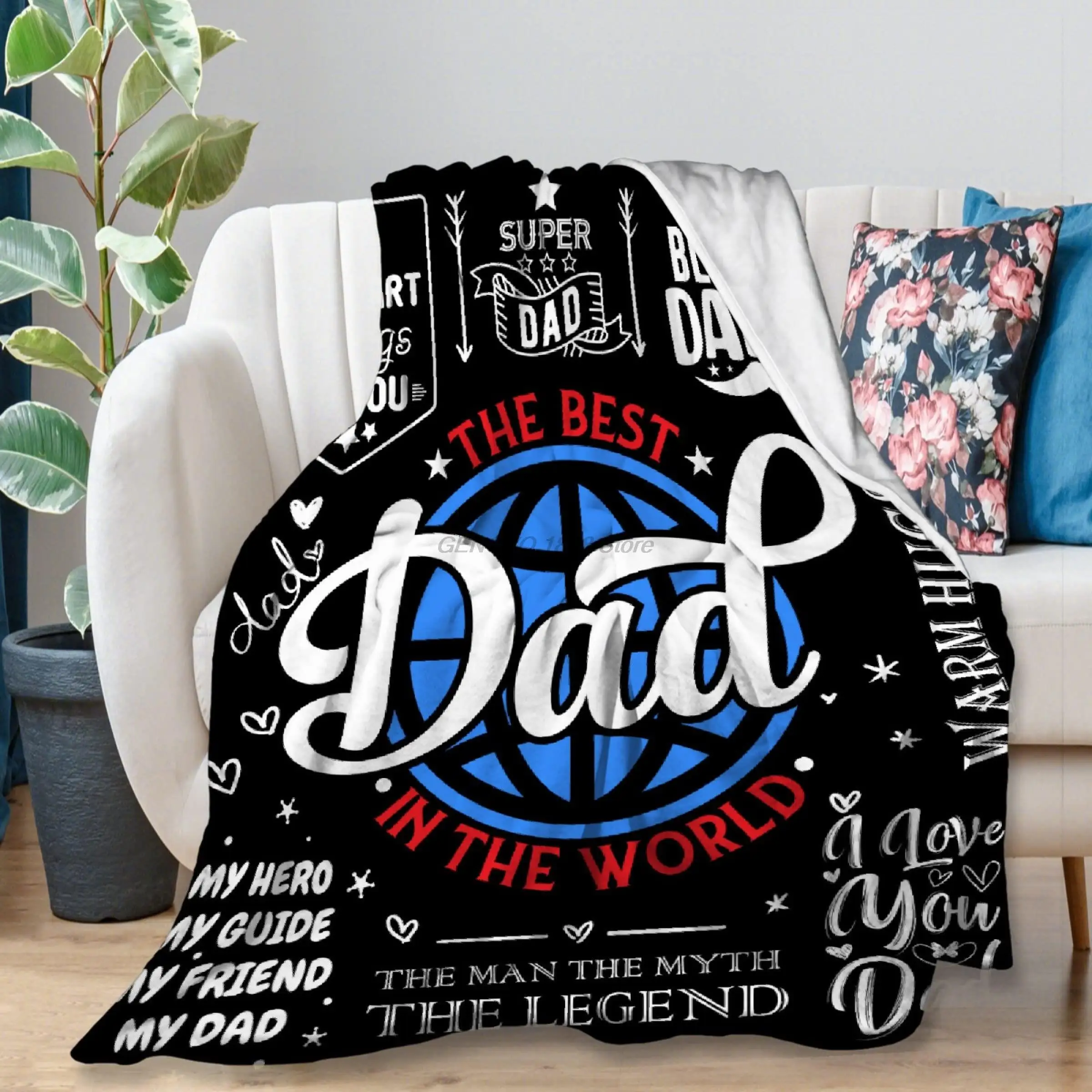 

Yaoola Best Dad Ever Flannel Blanket, All Season Soft Cozy Plush Bed Throw fit Bedroom Living Room Sofa Couch Bedding Office Cin