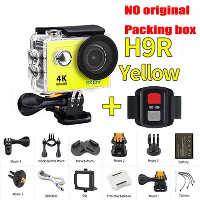 H9R Yellow Оригинальная Экшн-камера eken H9 H9R Ultra FHD 4K 25fps 1080P 60fps WiFi 2," 170D mini go подводный водонепроницаемый шлем Спортивная камера - Цвет: H9R Yellow
