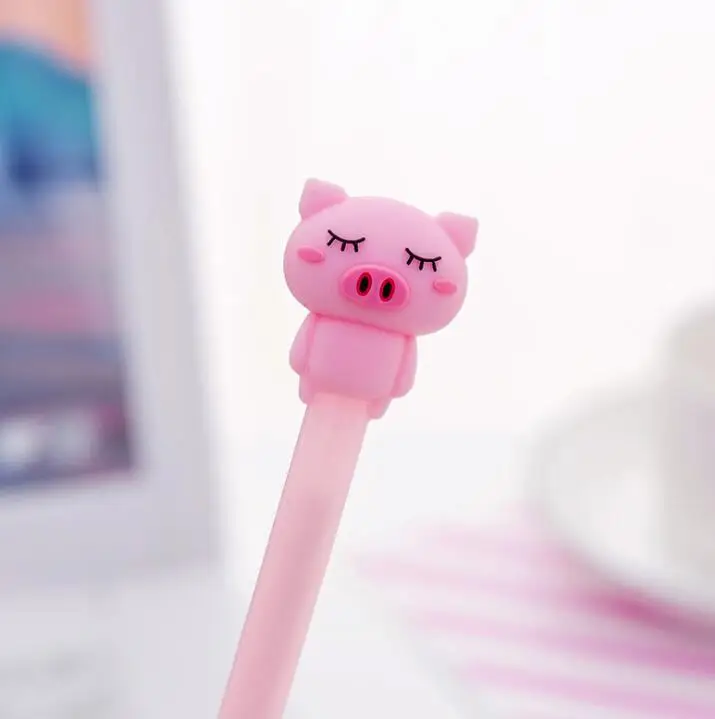 

1PCS Pink Cute Pig Gel Pen Black Blue Ink Needle Tip 0.5mm Writting Plastic Color Pen Office Stationery School Supplies