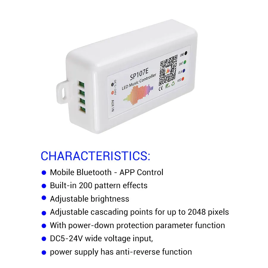 Светодиодный Bluetooth-контроллер SP107E полноцветная светодиодная лента RGB с