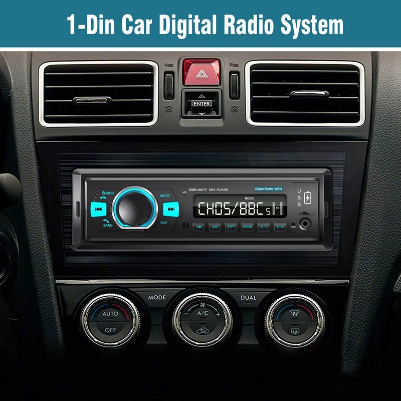 

Автомагнитола 1Din DAB, цифровое радио с двумя USB, FM, MP3, балансировка, Hands-Free, USB, Bluetooth 4,2, WMV, APE, EQ, TF-карта, U-диск ISO