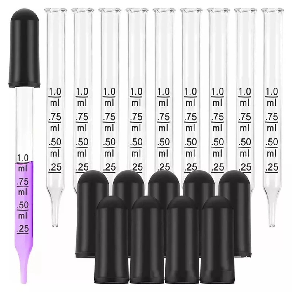 

20pcs Glass Scale Dropper Rubber Head Scale Pipette Dropper Oil Bottle Straw Multi-purpose Droppers for School Home
