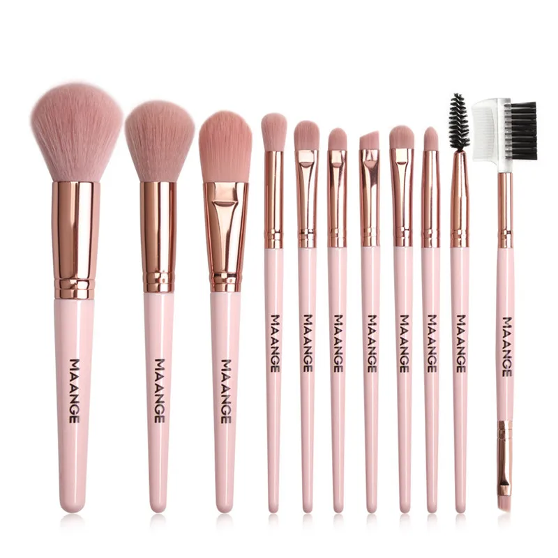 11 шт. розовый набор кистей для макияжа Хайлайтер глаз Косметическая Пудра основа