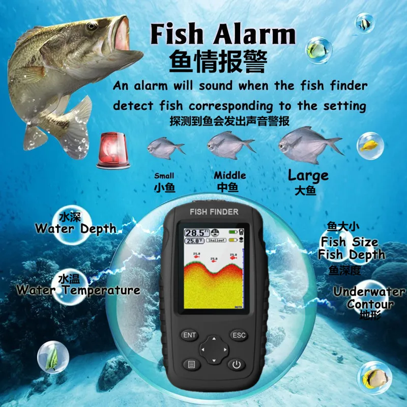 Новый стиль рыболокатор с цветным экраном высокой четкости сонар беспроводной