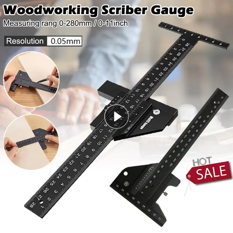 

Multifunction Woodworking Scriber Gauge Aluminum Alloy T Type Measuring Marking Framing Ruler Tool For Carpentry DIY Tool Parts