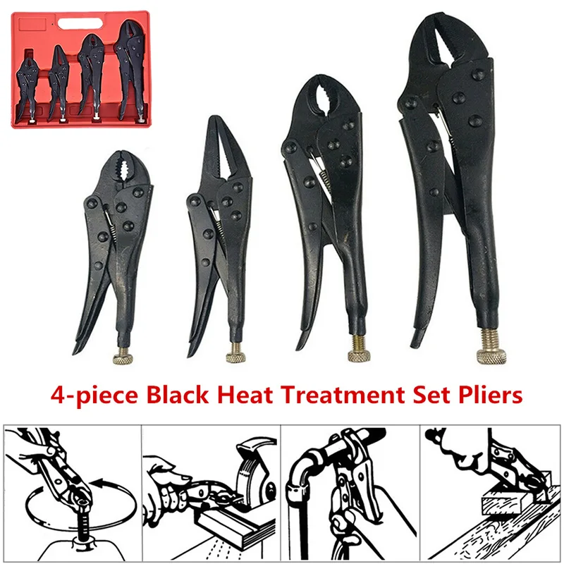 

4Pcs/set Pliers Black Heat Treatment Pliers Fixture Set High Quality Hard 45 Steel Spanner for Riveting, Welding, Grinding WWO66