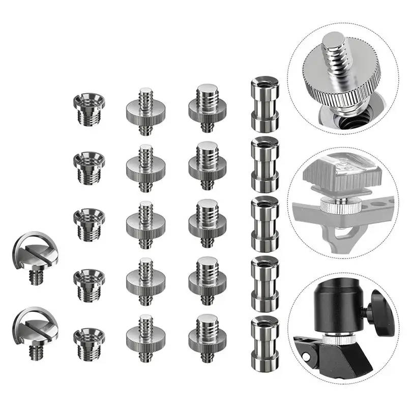 

22pcs Camera Screw Mount Set 1/4 Inch to 3/8 Inch Converter Threaded Screws