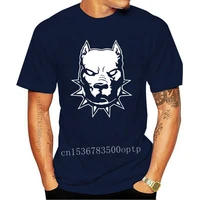 new short sleeve round collar mens t shirts fashion 2020 t shirt hot sale pitbull with spiked collar dog t shirt
