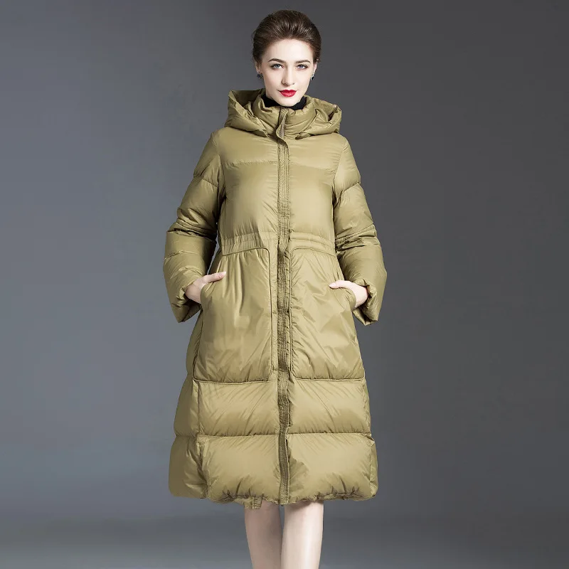 Korean Jacket Women's 2021 New Fashion Zipper Hat Detachable Women Coats and Jackets Winter 90% White Duck Down