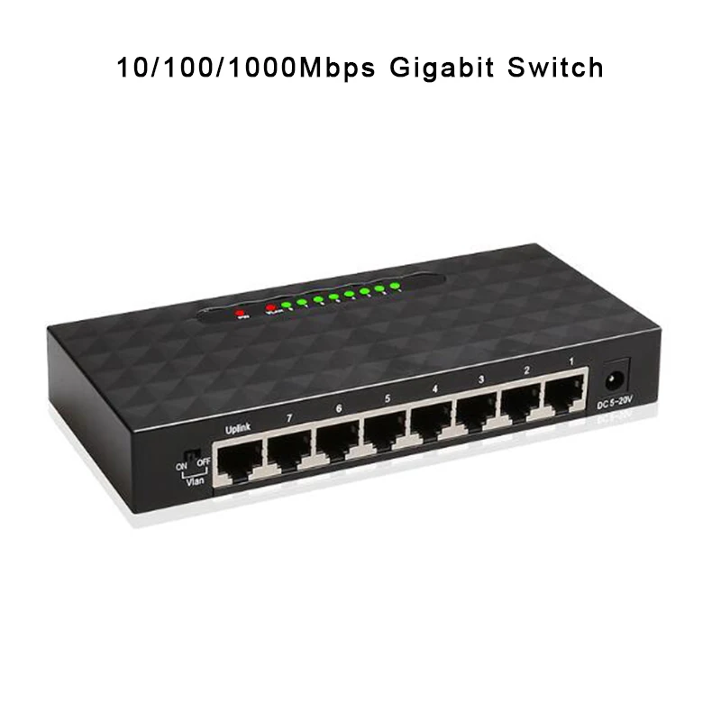 8-   10/100/1000 /, VLAN-, Ethernet- RJ45,   LAN-,