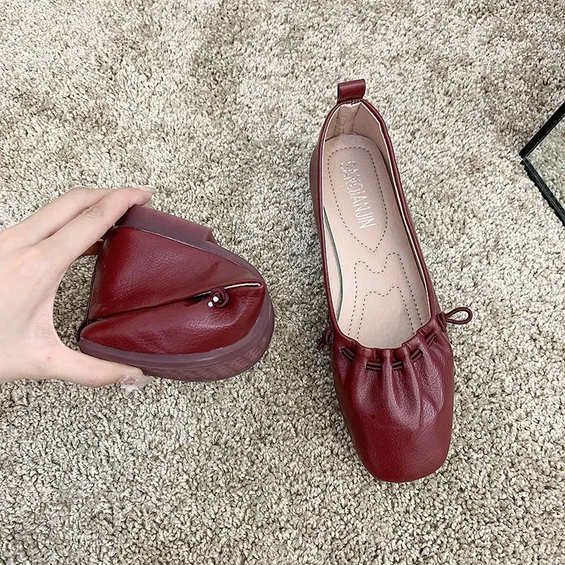 

2021 Women's Elegant Soft Bottom Flats Shoes Oxford Nurse Ballet Loafers Slip on Flat Shoes