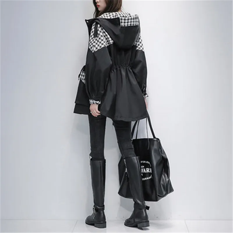 

Женский винтажный плащ средней длины, тонкий Тренч с капюшоном в Корейском стиле, модель G512 на весну и осень, 2020