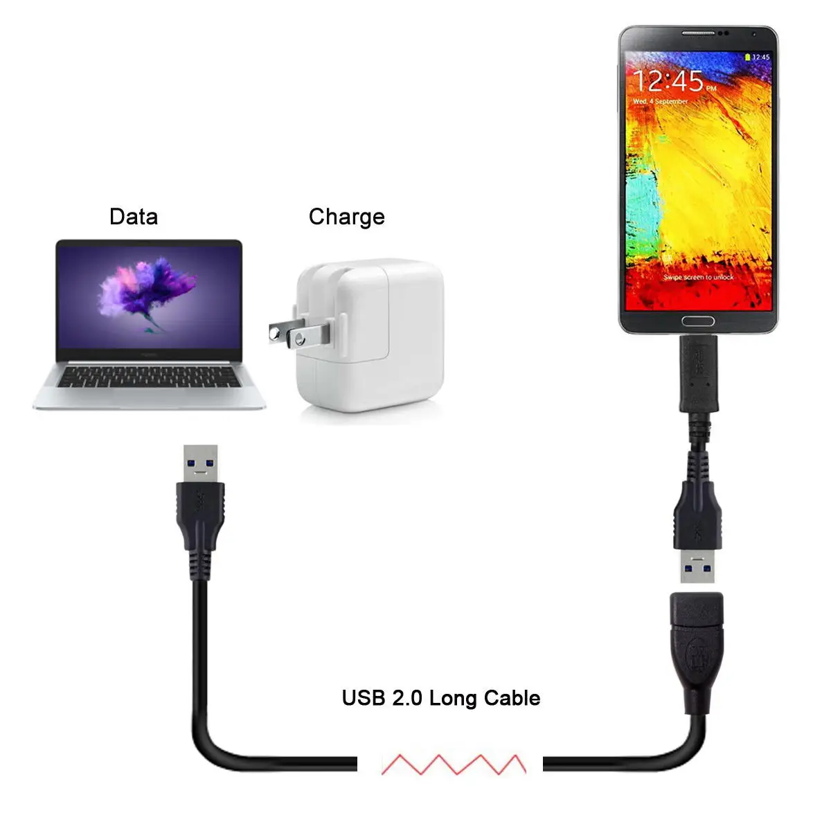 Удлинительный кабель для жестких дисков сканеров и принтеров 5 м 3 USB Type-A Мама-папа
