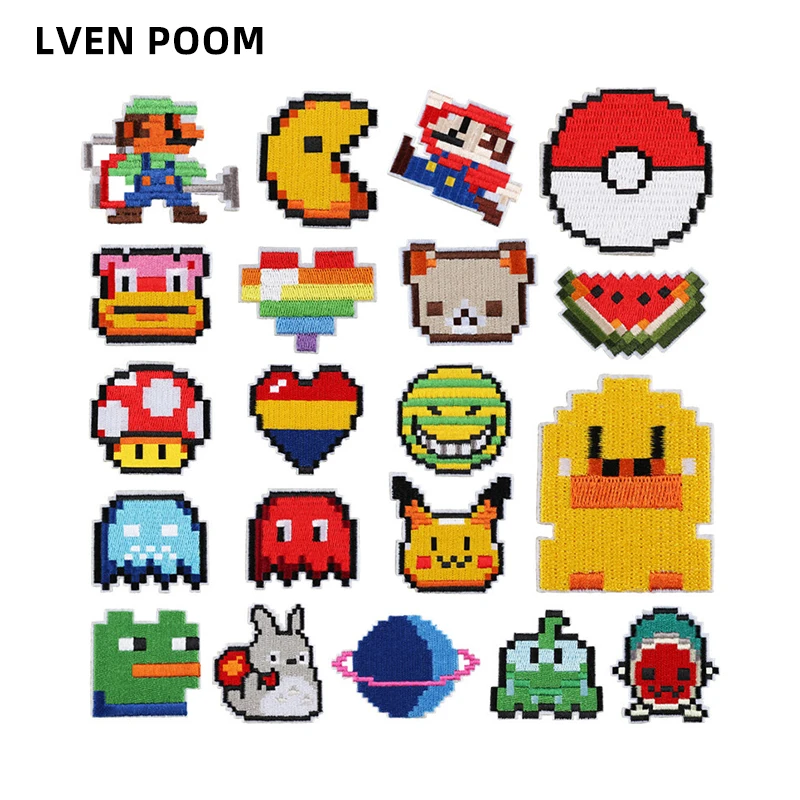

Pixel wind Anime embroidery patches Lovely children game patches for clothing iron on patches DIY sewing Patch Denim clothing