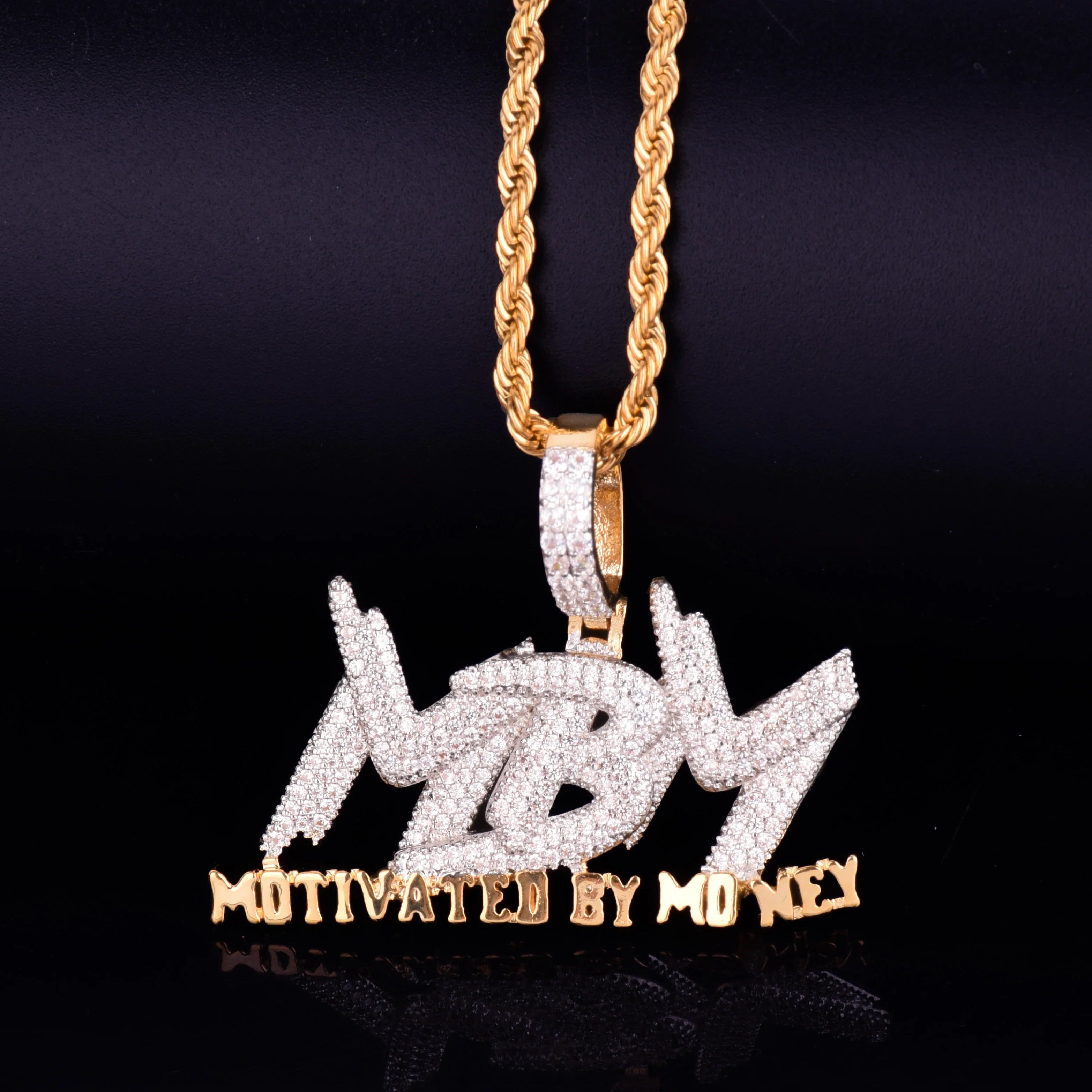 Iced Out Letter Combination Necklaces &amp Pendant Charm Gold Color Bling Cubic Zircon Men's Hip hop Necklace Rock Jewelry | Украшения