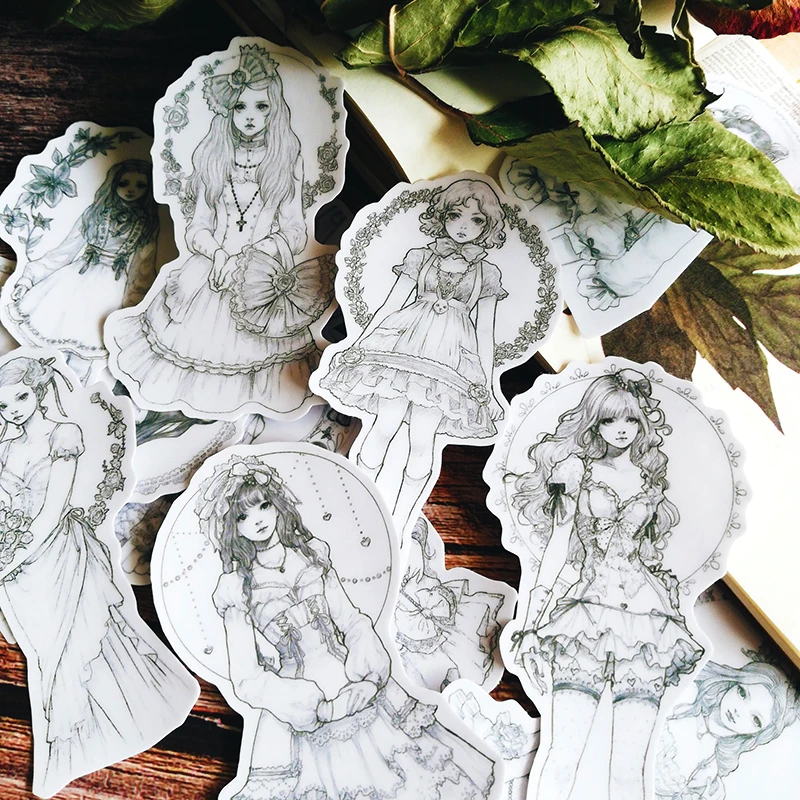 12 шт. в упаковке стиле ретро Платье для девочек аниме Стикеры s ремесла и