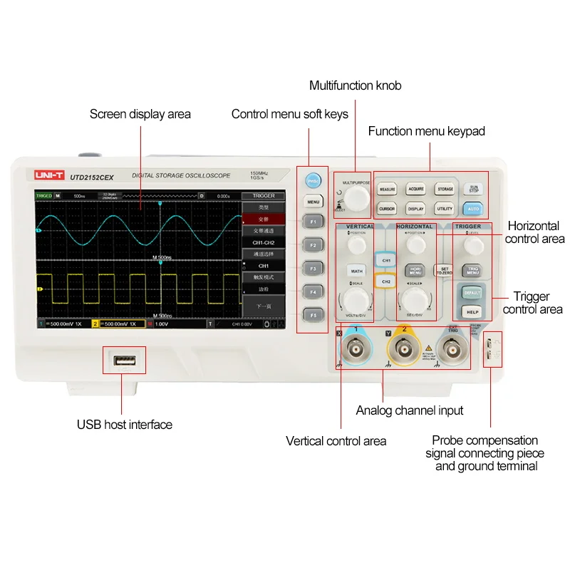 UNI-T UTD2152CEX Automotive Oscilloscope Digital 150Mhz 2CH Storage Osciloscopio 1GSa/s Sample Rate USB | Инструменты
