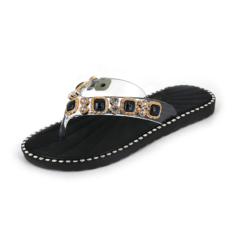 

2021 slippers female summer sandals wearing flip-flops diamond fashion INS slippers