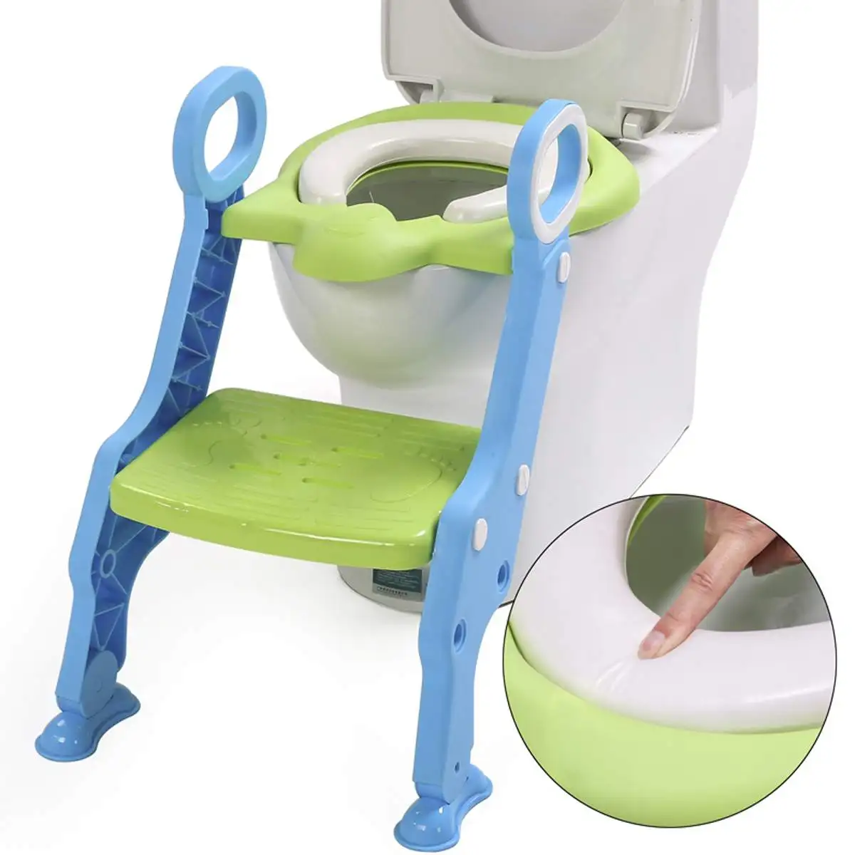 

PVC cushion Auxiliary Toilet Ladder Kids Toilet Seat Ladder Baby Toddler Potty Training Step Trainer Non Slip Safety