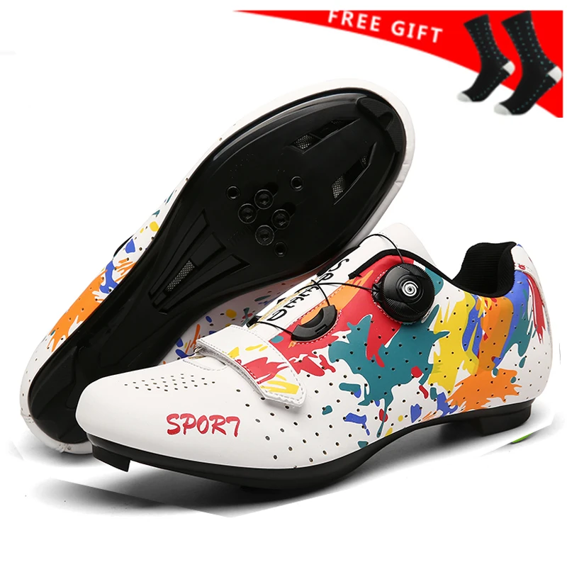 

2020 Bike Shoes Women Flat Cycling Sneakers Fashion Colorful Road Bicycle Shoe Couple Training Athletic Shoe MTB Female Male New