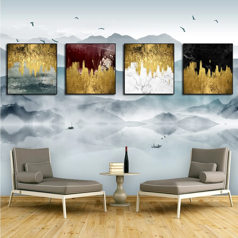 

Abstract Yellow Black Red Luxury Nordic Canvas Painting Home Decor Wall Art Retro Print Living Room Vintage Minimalist Picture