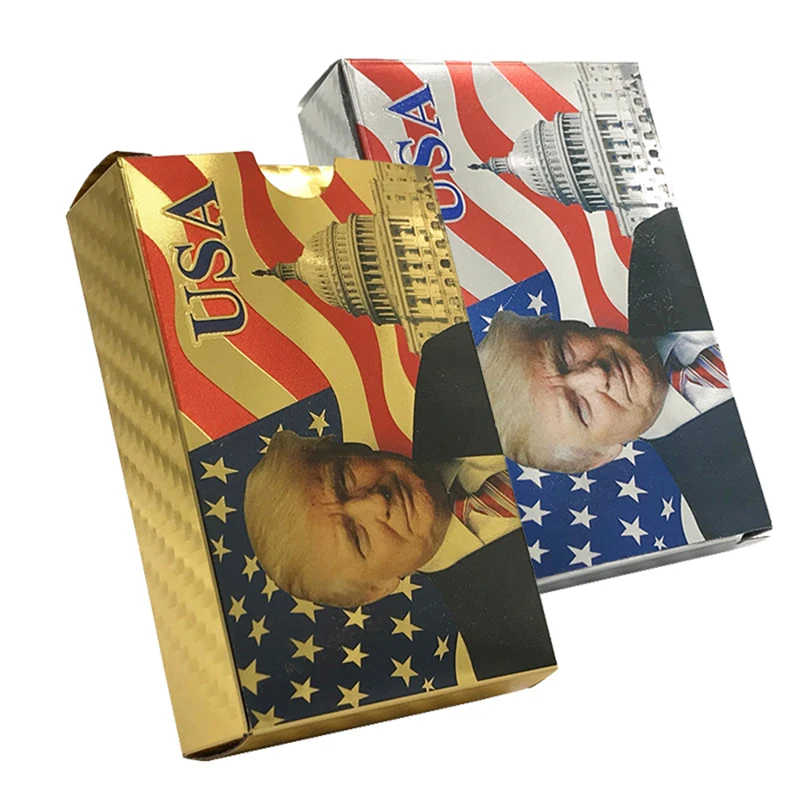 Американский президент Дональд Трамп 24K золотые игральные карты покерная игра