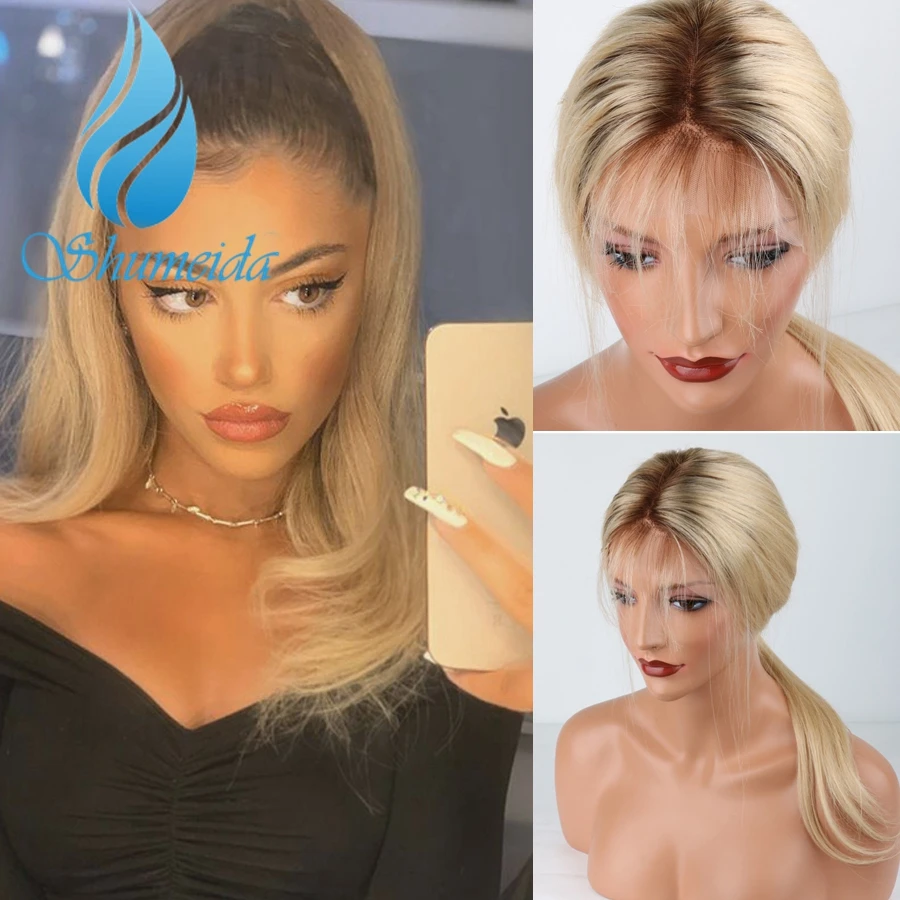 

SHD T4#/613 Lace Front Wigs with Pre Plucekd Ombre Blonde Human Hair Wigs With Baby Hair Brazilian Remy Hair Ombre Wig 130%