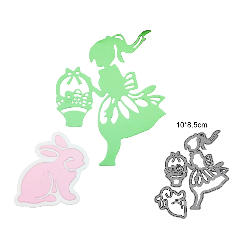 

metal cutting dies cut die mold decoration rabbit bunny and girl Scrapbook die paper craft knife mould blade punch stencils dies