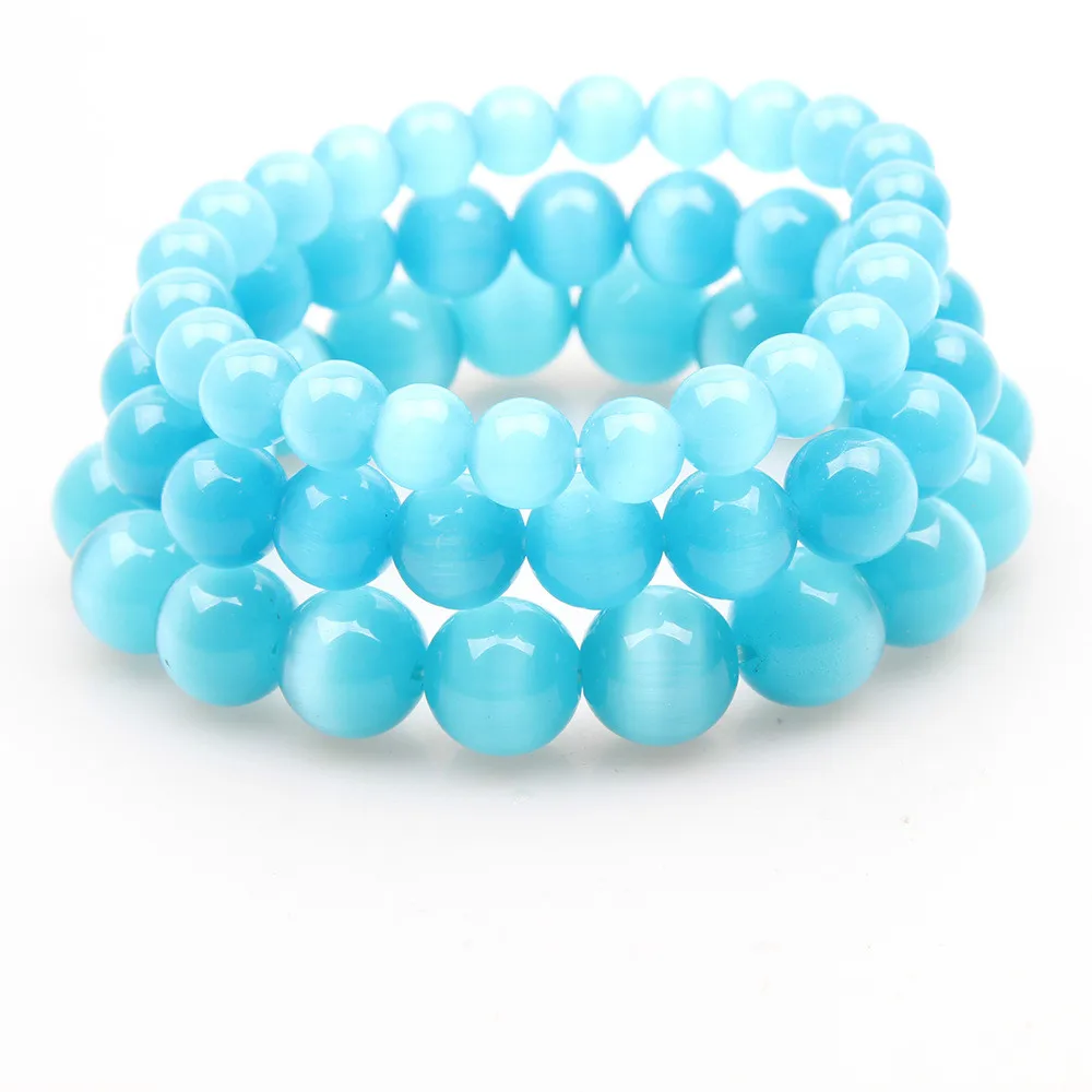 Натуральный камень 8 мм 10 12 синий Кошачий глаз браслет для женщин опал ювелирные