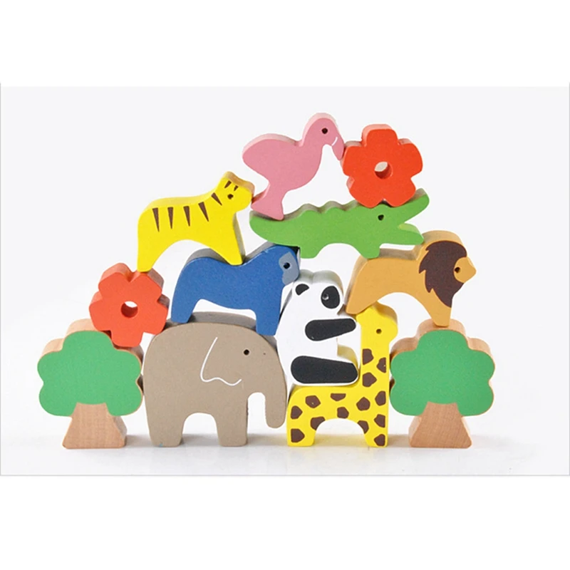 

Baby Toys Cute Animal Seesaw Building Blocks Wooden Balance Wood Toys with Wooden Toy Multifunctional Tool
