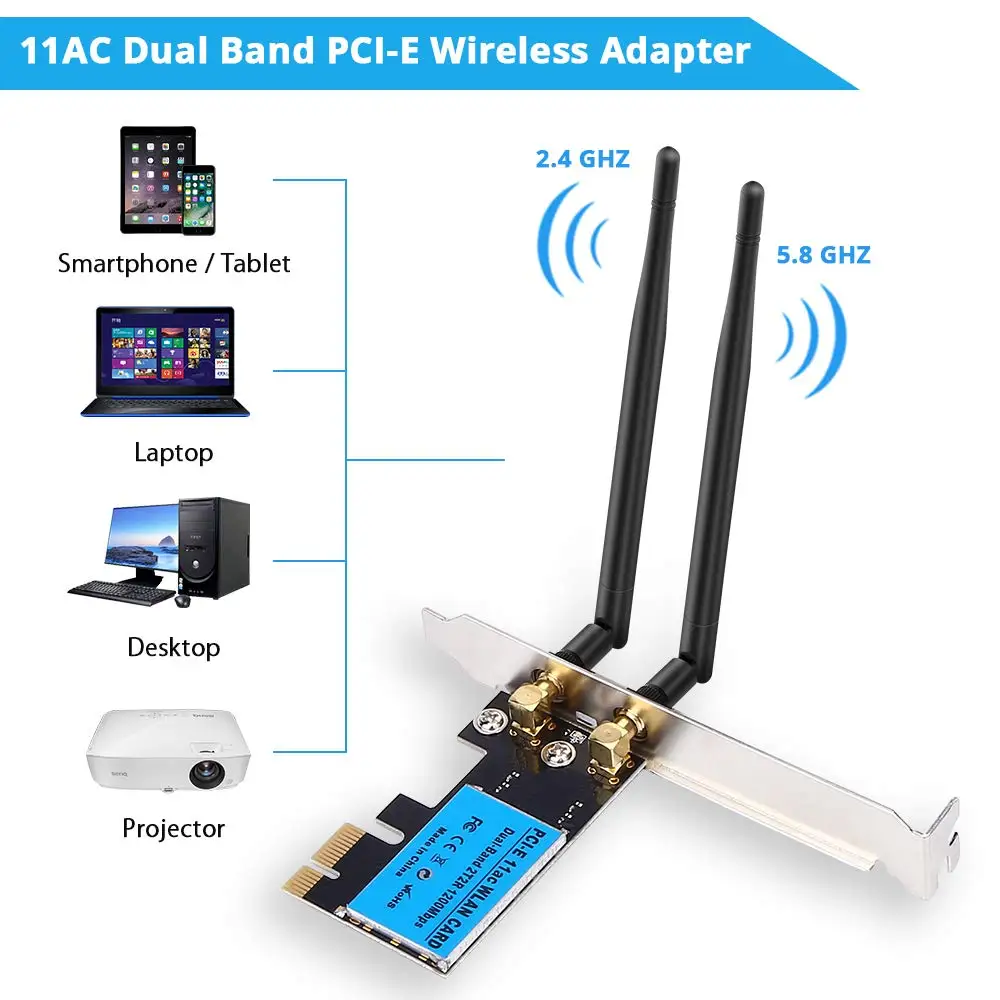 Onvian беспроводная сетевая карта AC1200Mbps PCI-E двухдиапазонный адаптер 5G/2 4G WiFi для Windows