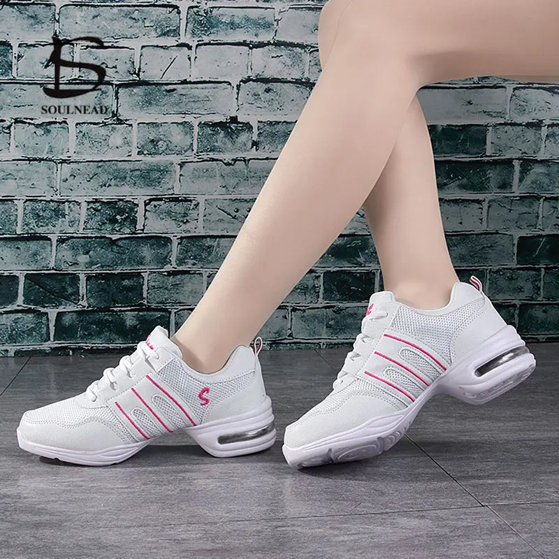 Women's Soft Bottom Jazz Hip Hop Dance Sneakers Lightweight Breathable Woman Dancing Shoes Ladies Modern Sports Dance Shoes