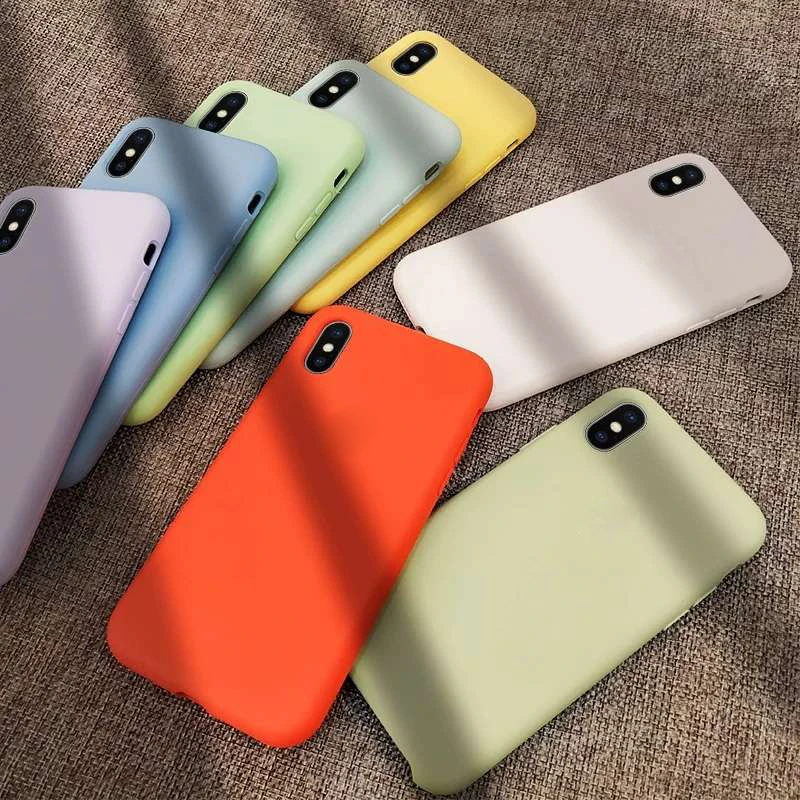 Original Silicone Case For iPhone 7 8 6 Solid Soft TPU Back Cover Plus Xs X XS Max Xr Plain Matte Capas 2019 |