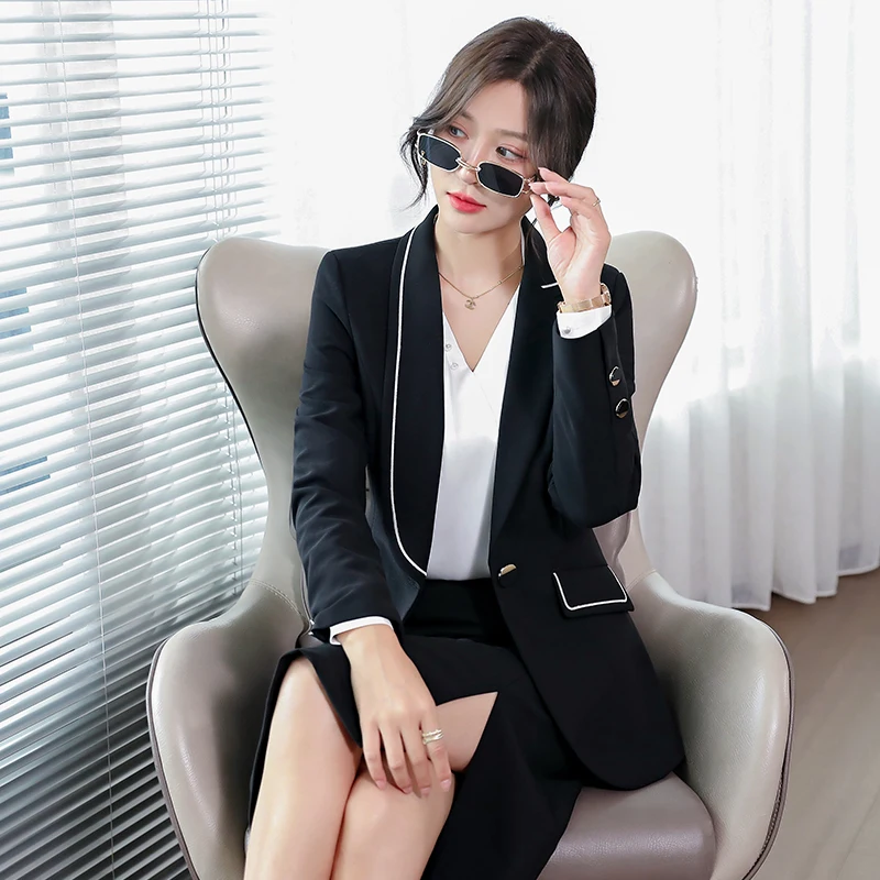 High Quality Fabric Formal Uniform Designs Pantsuits OL Styles Women Business Work Wear Blazer Career Interview Job Trousers Set | Женская