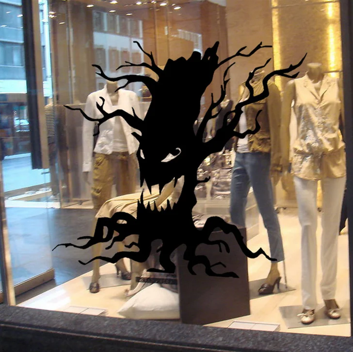 Хит Хэллоуин привидение дерево окно Настенная Наклейка Виниловая искусство