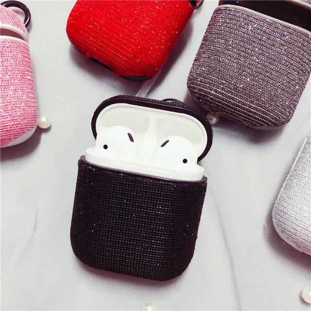 Популярный блестящий чехол AirPods для Apple AirPods 1/2, красивая Bluetooth гарнитура, коробка, беспроводные наушники, чехол для зарядки - Цвет: Black
