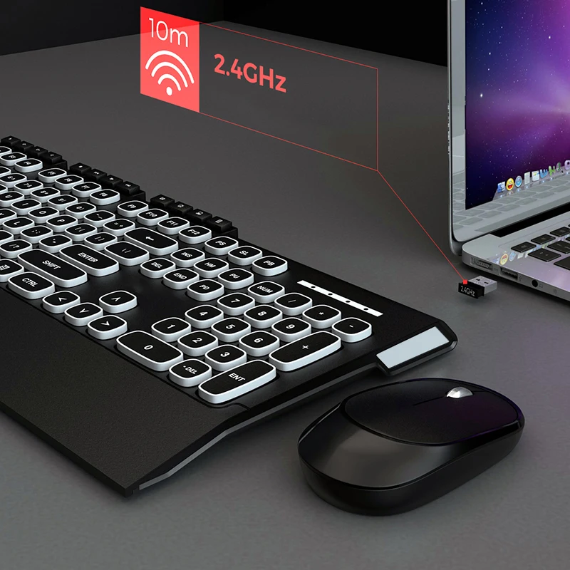 Беспроводная игровая клавиатура 2 4G мышь комбинированная Бесшумная оптическая